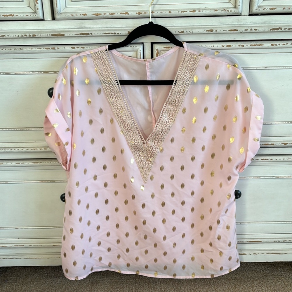 Pink and gold blouse